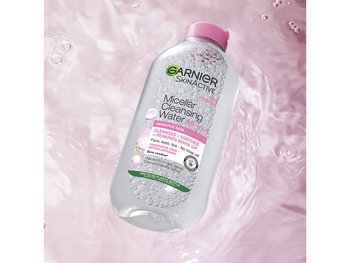 Product shot of the Garnier Micellar Cleansing Water for sensitive