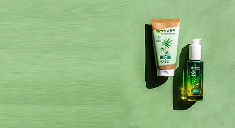 hemp oil products on green background medium