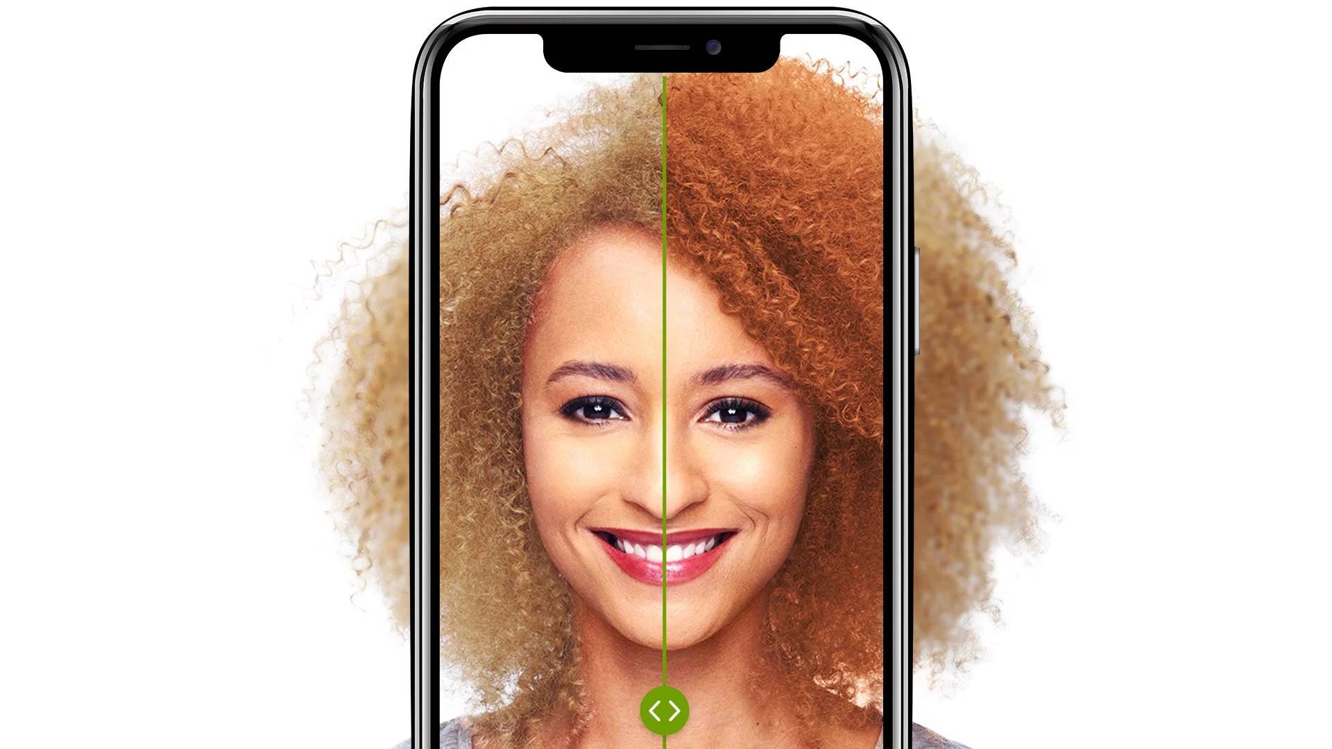 Garnier Virtual Try On | Woman comparing before/after with her selected hair color