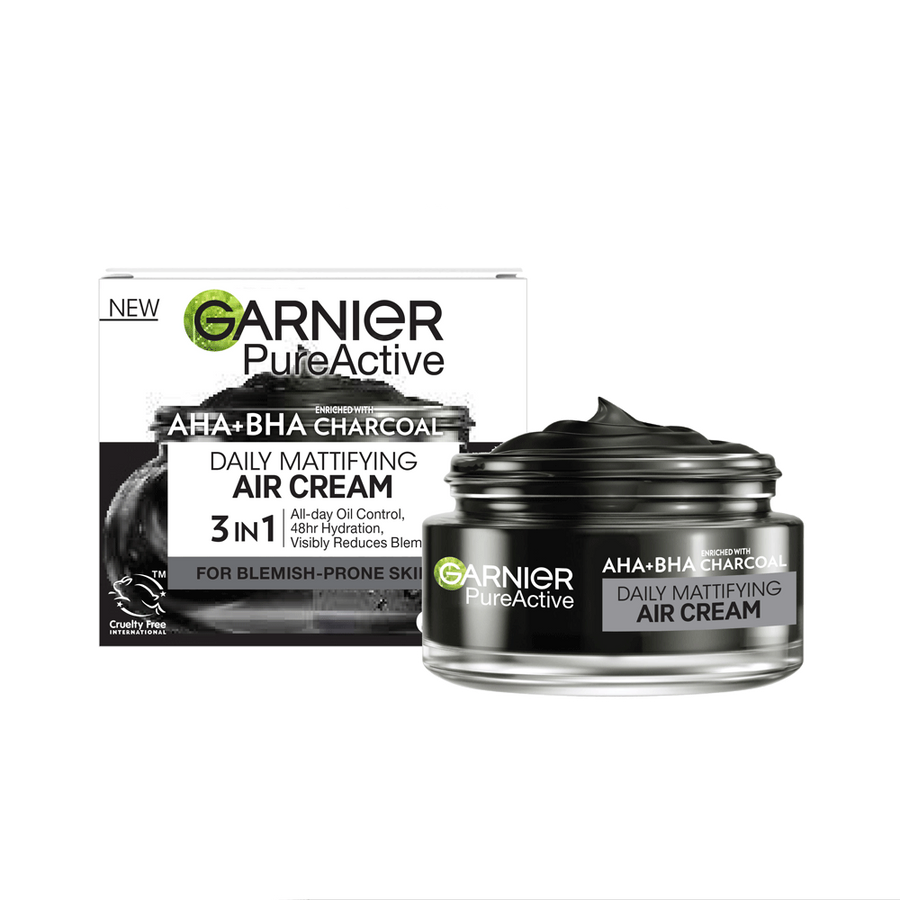 AHA+BHA Charcoal Daily Mattifying Air Cream | Garnier UK