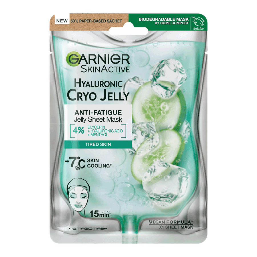 Cryo Jelly AntiFatigue Hyaluronic Acid Jelly Sheet Mask Garnier UK