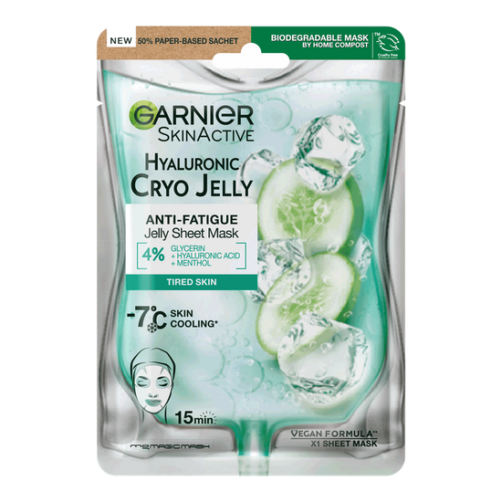 Cryo Jelly AntiFatigue Hyaluronic Acid Jelly Sheet Mask Garnier UK