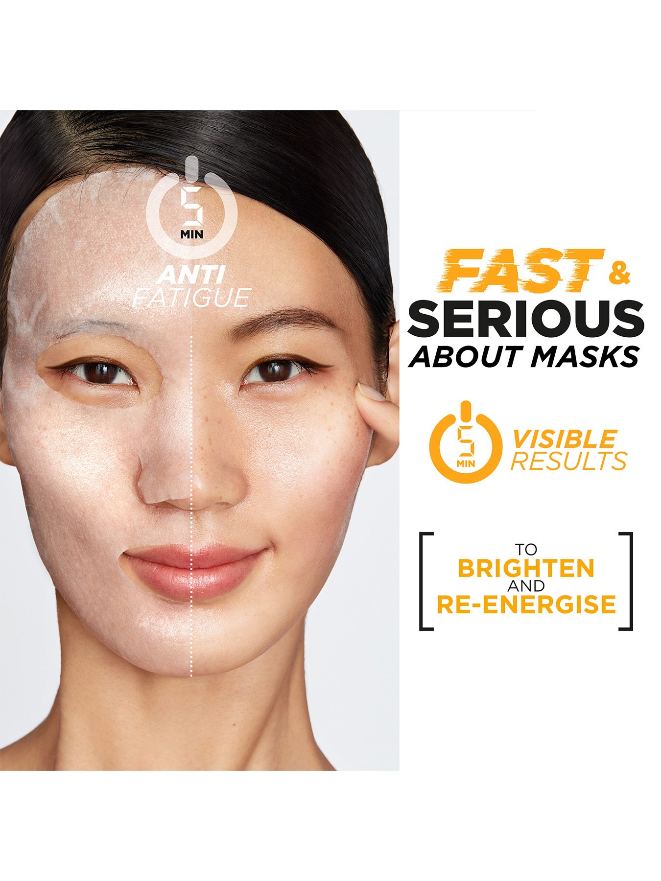 Garnier SkinActive Vitamin C Anti Fatigue Ampoule Sheet Mask  Woman Using Mask
