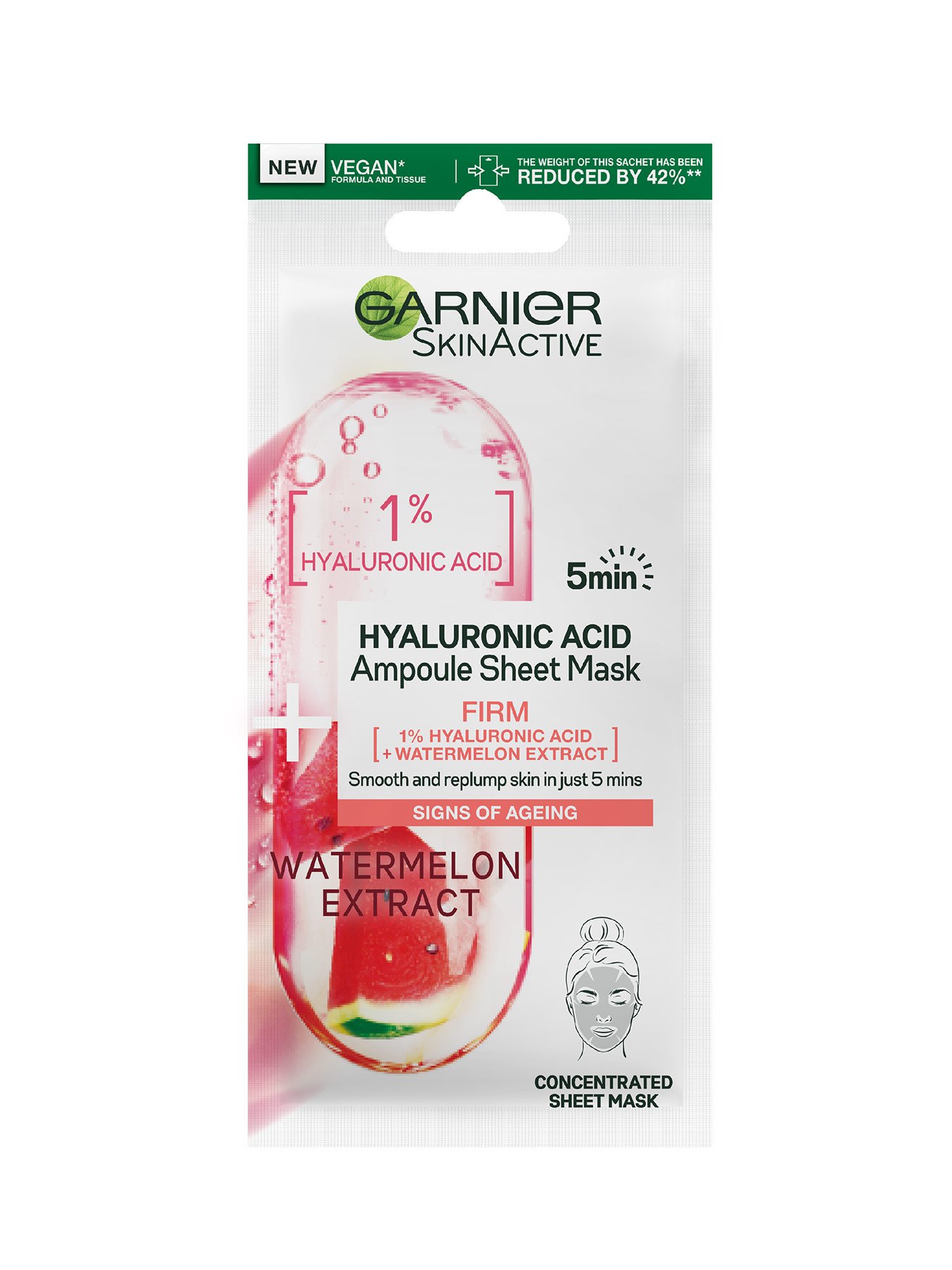 1% Hyaluronic Acid + Watermelon Firming Ampoule Sheet Mask