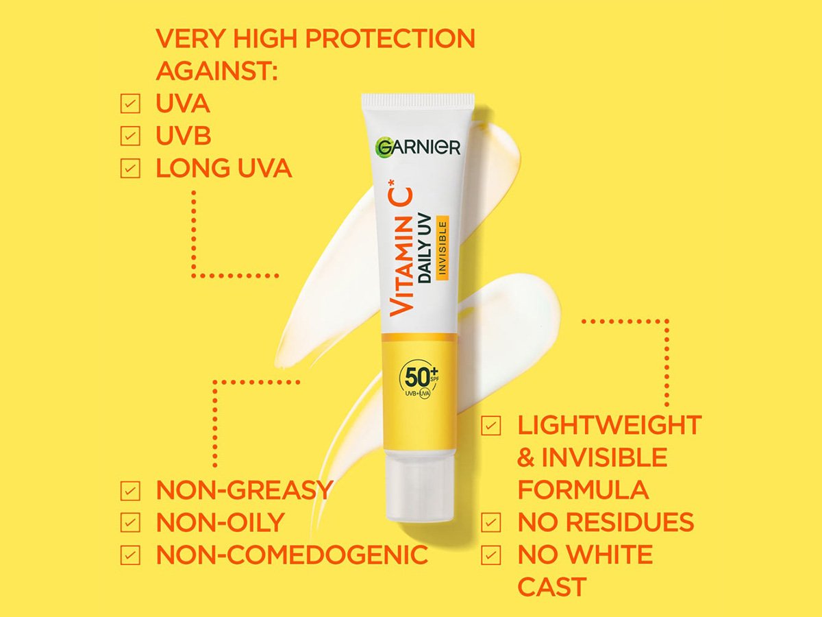 Vitamin C Daily UV Brightening Invisible Fluid SPF50 Garnier UK Vitamin C Daily UV Brightening Invisible Fluid SPF50 Garnier UK
