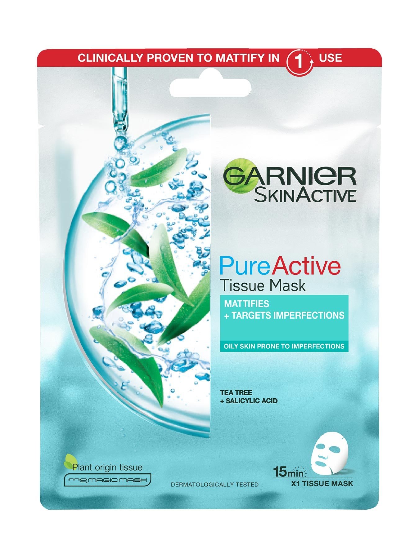 bakke Med venlig hilsen chauffør Tea Tree and Salicylic Acid Sheet Mask | Pure Active | Garnier