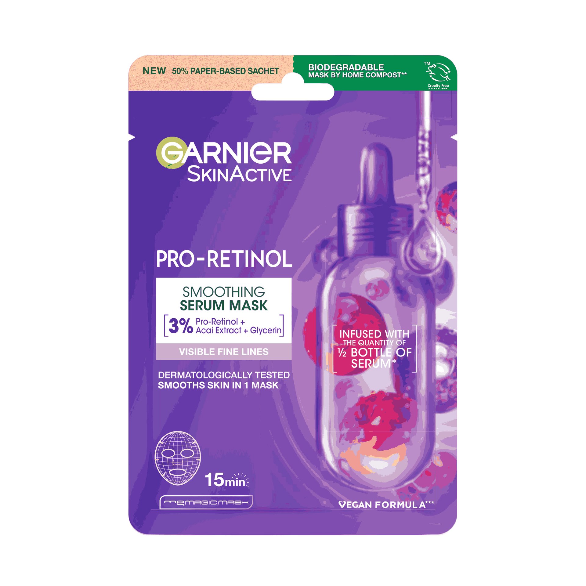 Garnier Skin Active Pro-retinol Smoothing Serum Sheet Mask.