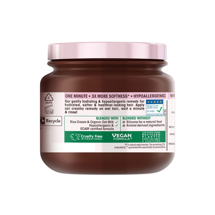 Delicate Oat Milk Hair Remedy Hypoallergenic Mask, for Delicate Hair