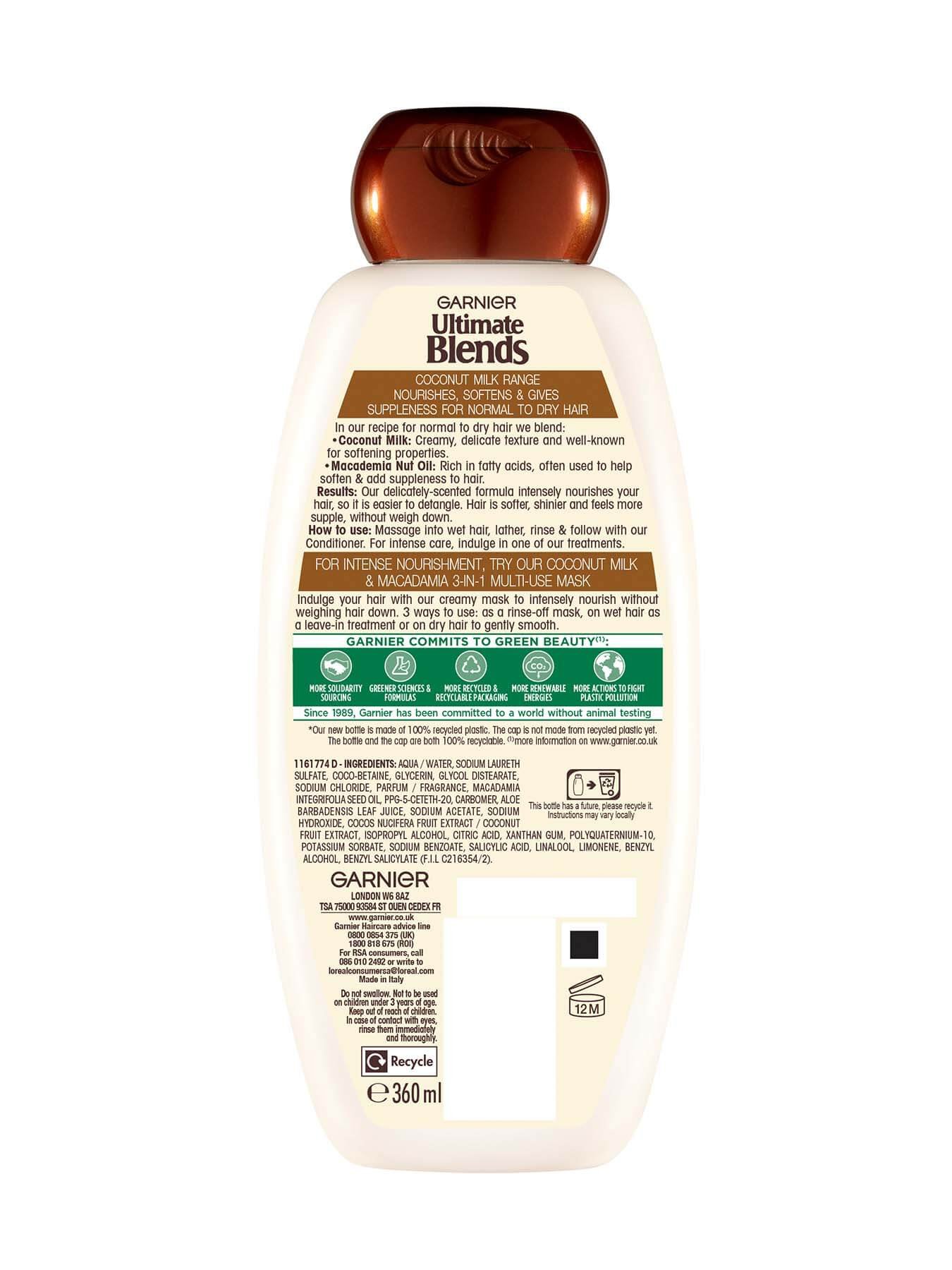 Ultimate Blends Coco Milk Shampoo Back of Pack