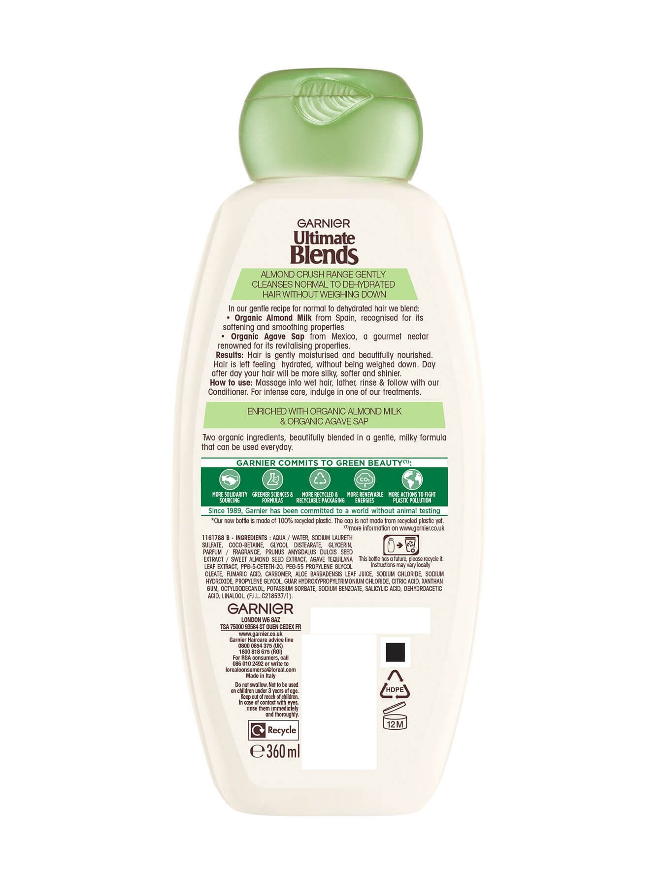 Ultimate Blends Almond Crush shampoo back of pack