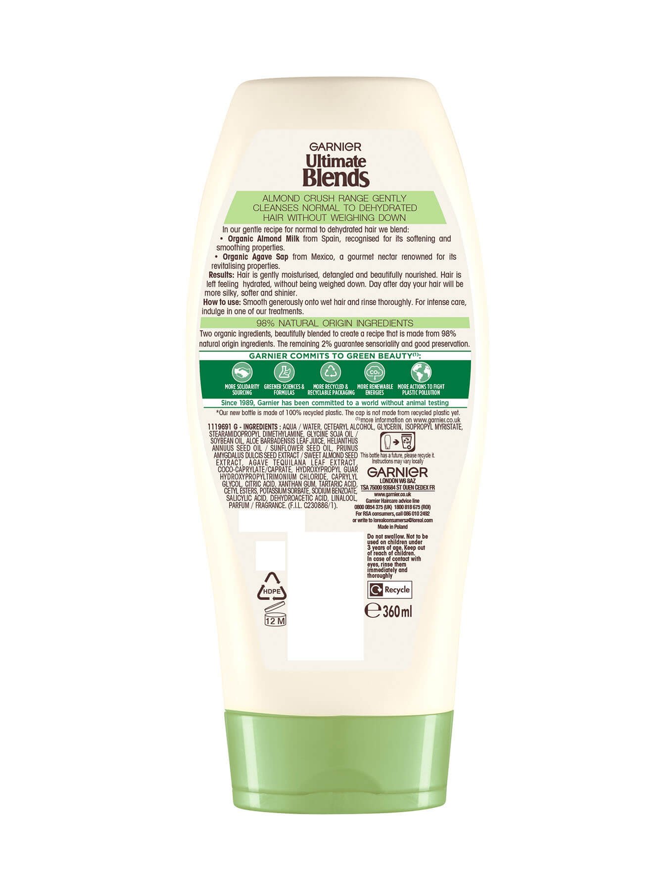 Ultimate Blends Almond Crush conditioner back of pack