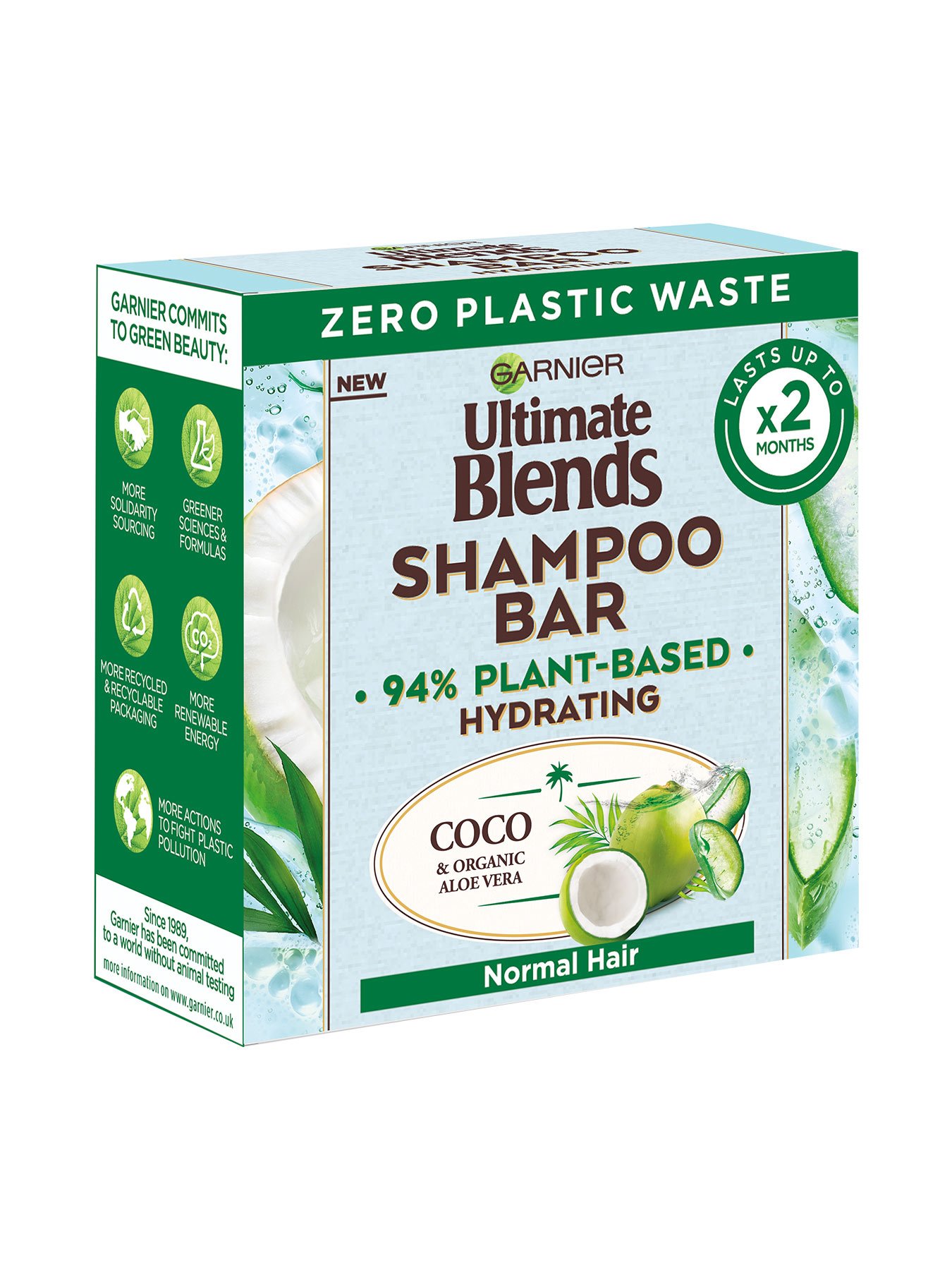 Garnier Ultimate Blends Coconut Hydrating Shampoo Bar with Aloe Vera for Normal Hair