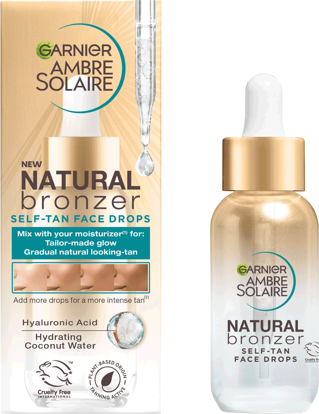 Varme Staple nikotin Self-Tan Face Drops| Natural Bronzer | Garnier Ambre Solaire