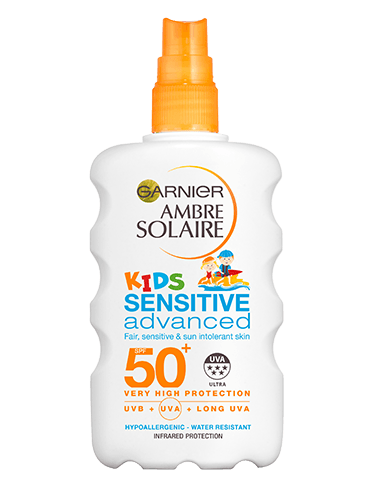 Kids Sensitive Water Resistant Sun Cream Spray Spf50 200ml Ambre Solaire Garnier