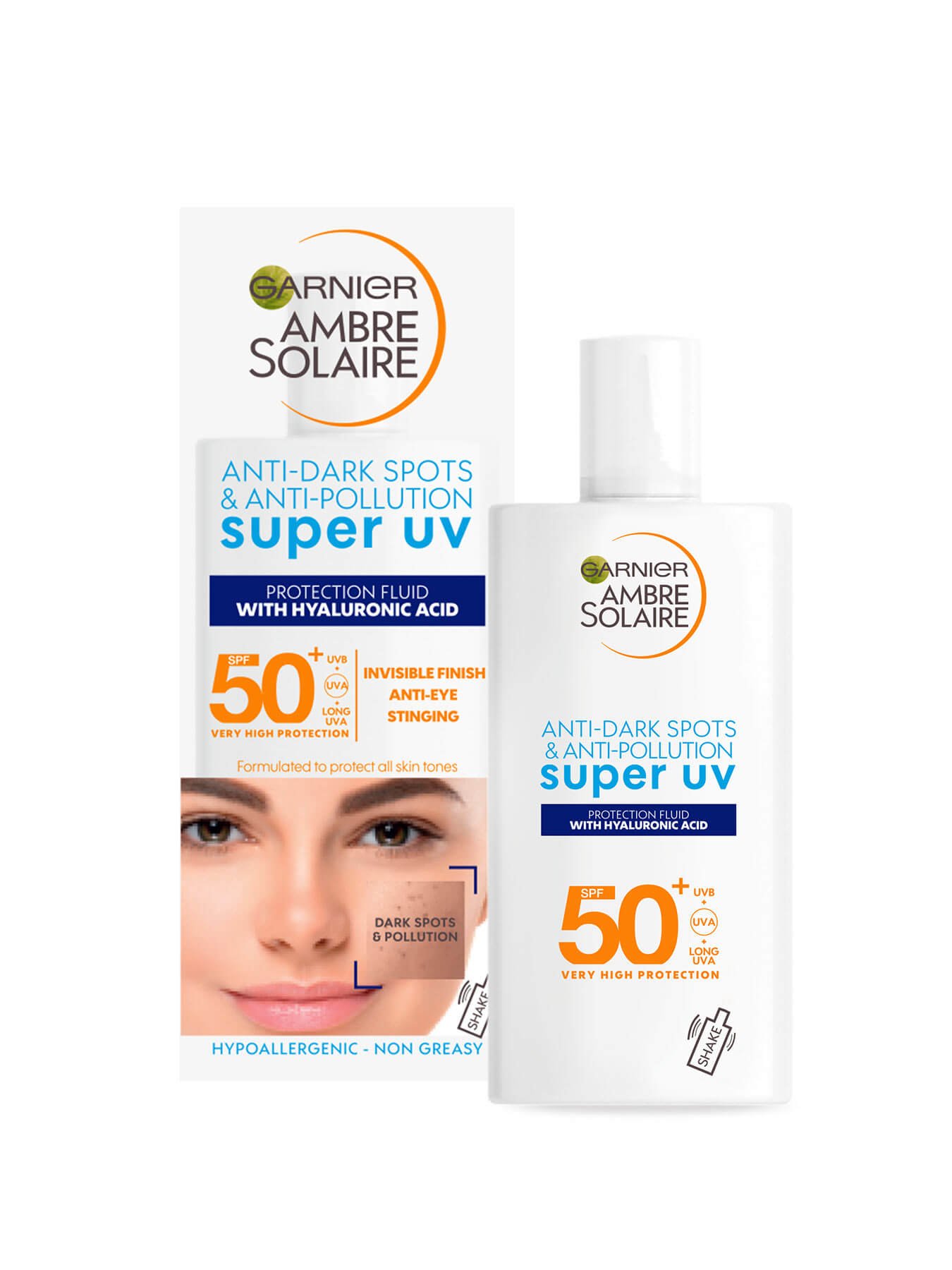 Super UV Ambre Solaire Face Fluid packshot and box