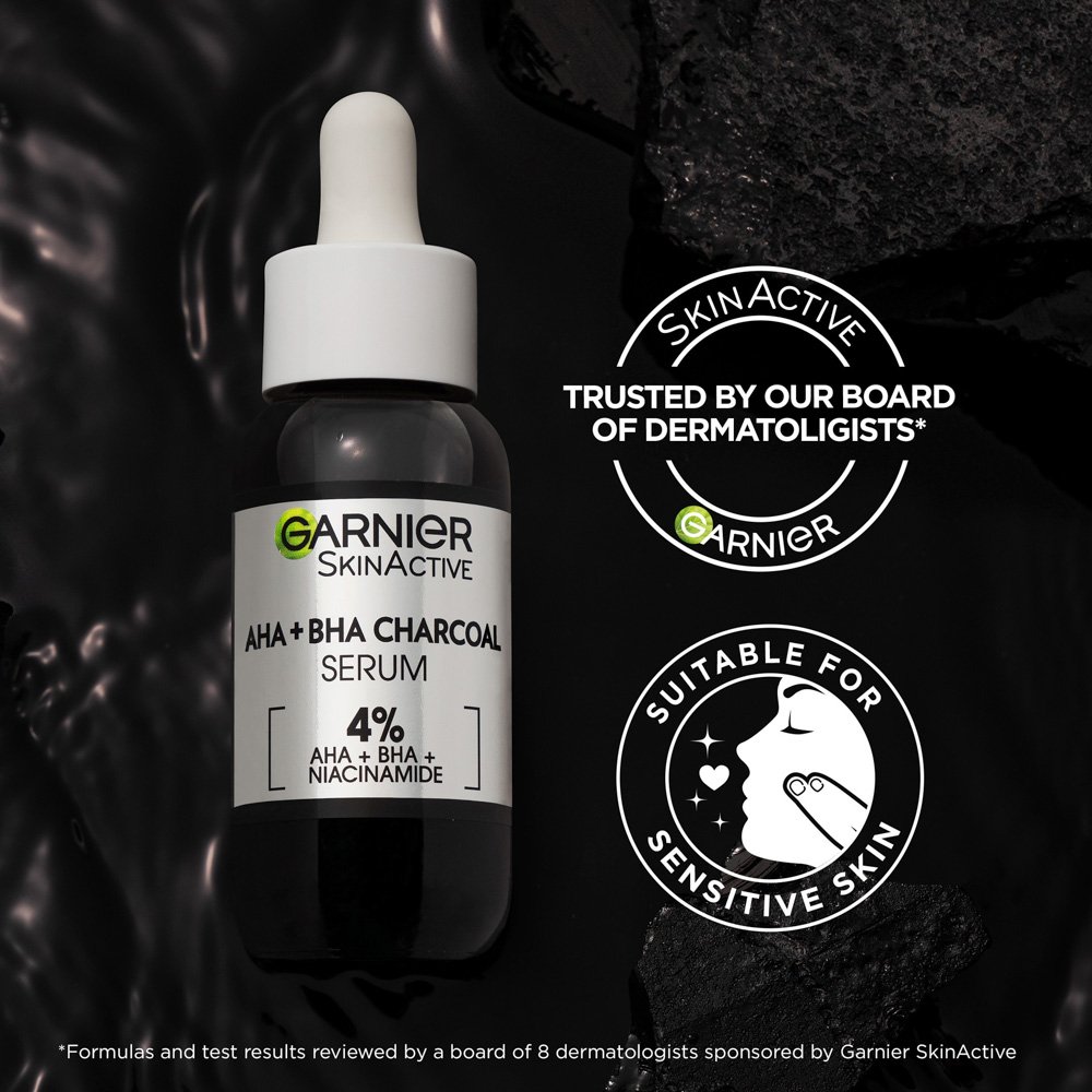 3 AHA plus BHA and Niacinamide Charcoal Serum