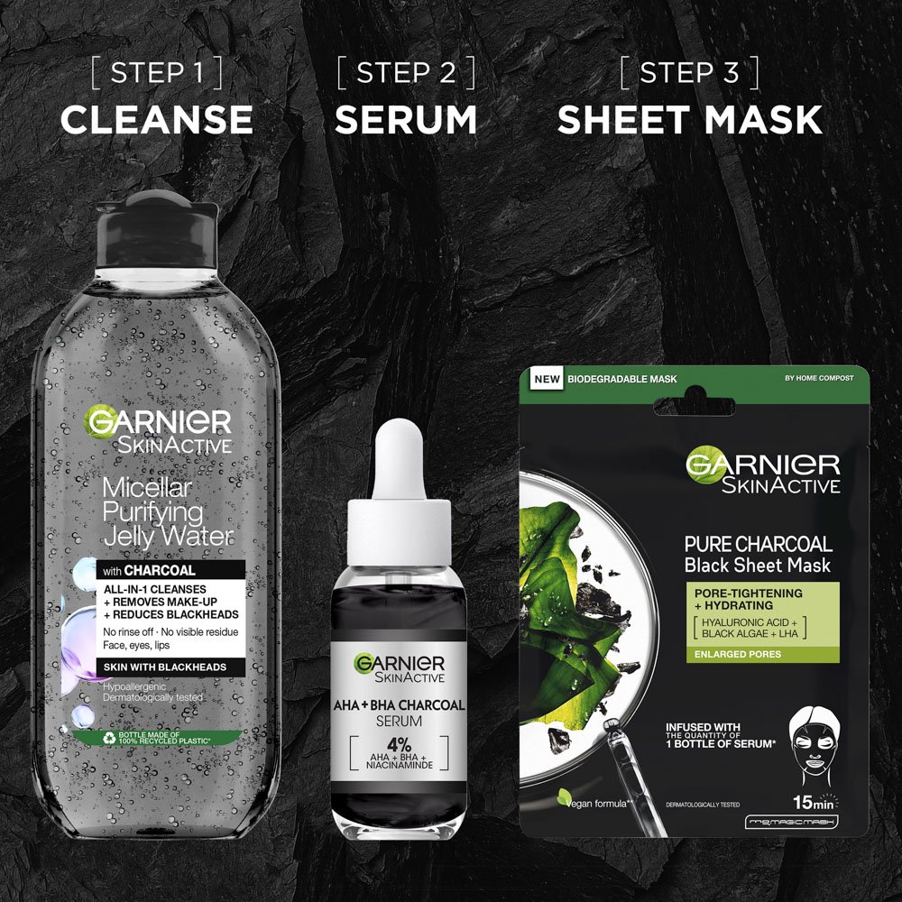 4 AHA plus BHA and Niacinamide Charcoal Serum
