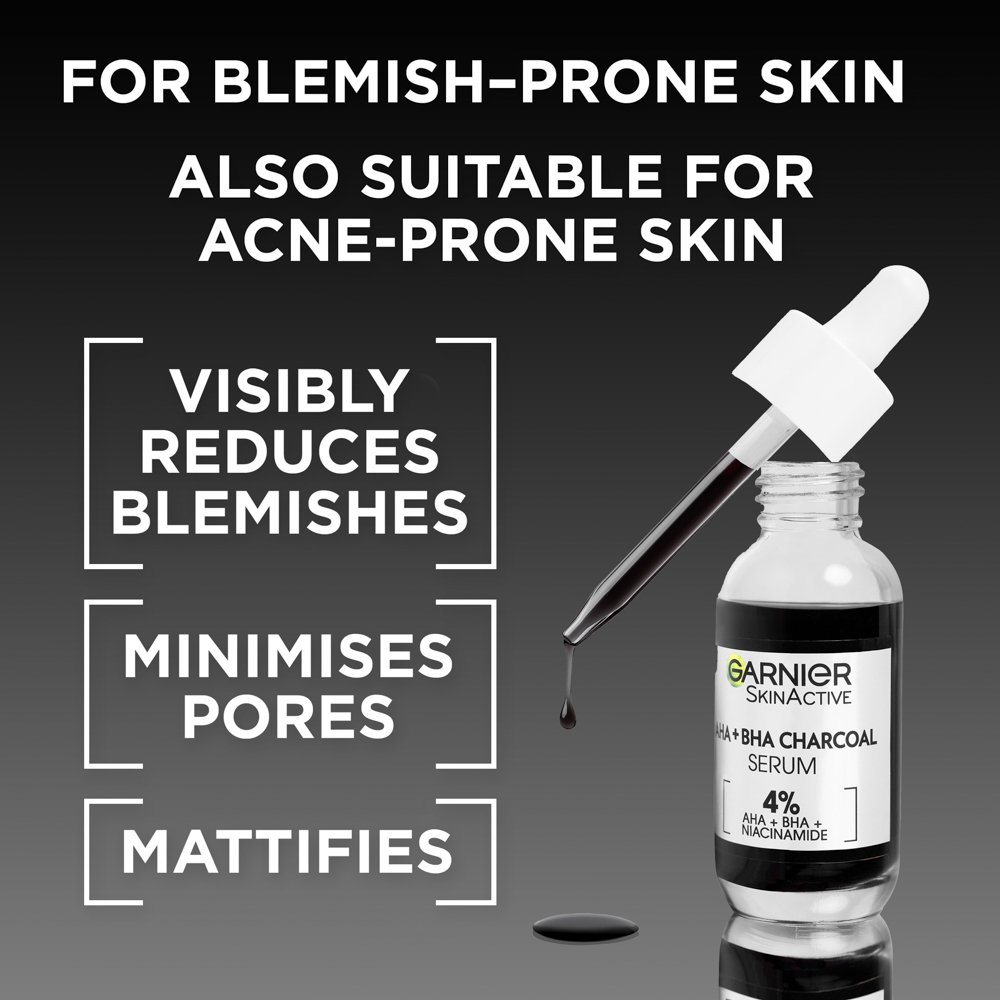 6 AHA plus BHA and Niacinamide Charcoal Serum