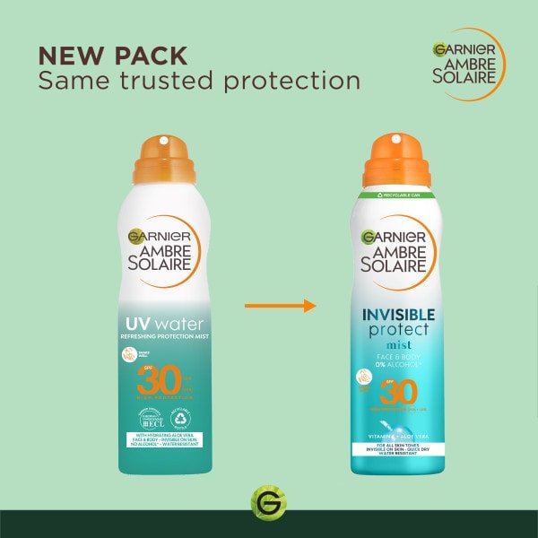 Invisible Protect Sun Protection Mist Spray SPF30 BEFORE AND AFTER