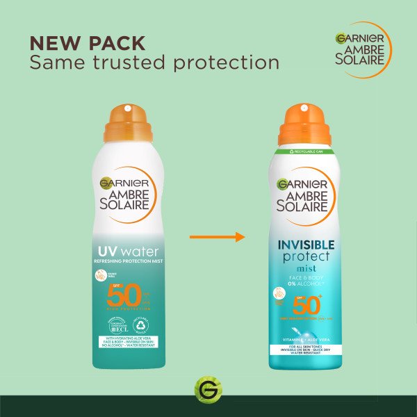 Invisible Protect Sun Protection Mist Spray SPF50 BEFORE AND ASTER