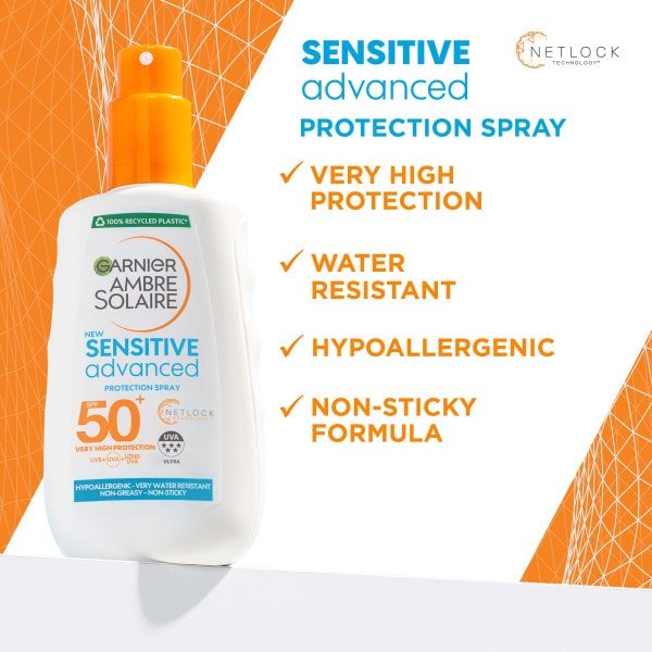 Ambre Solaire Sensitive Hypoallergenic Sun Cream Protection Spray SPF50 200ml Benefits